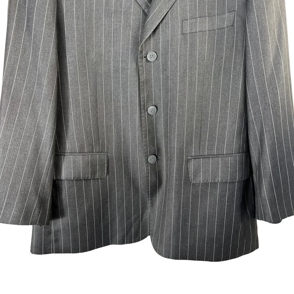 GIANNI VERSACE Vintage 90s Charcoal‎ Pinstripe Spot Coat Blazer